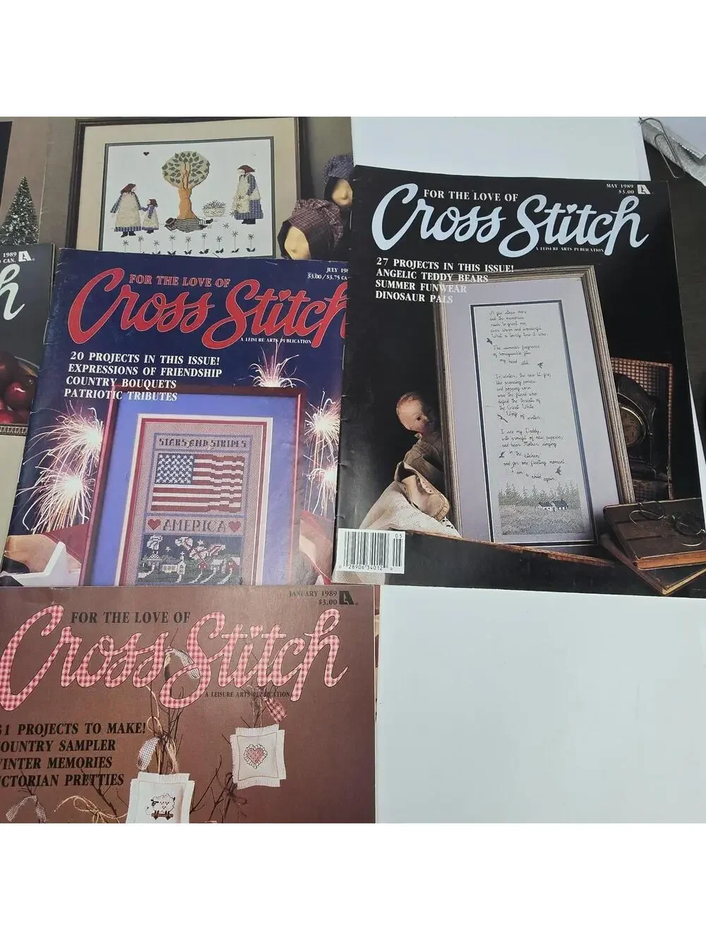 Lot of 8 Vintage Cross Stitch Leisure Crafts Magazines 1988/89s